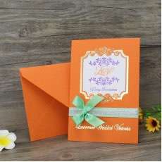 Orange Invitation Pocket Wedding Card Printing Customized 